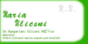 maria ulicsni business card